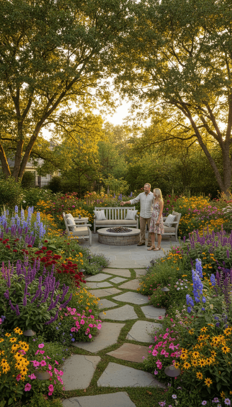 Garden design with plantings