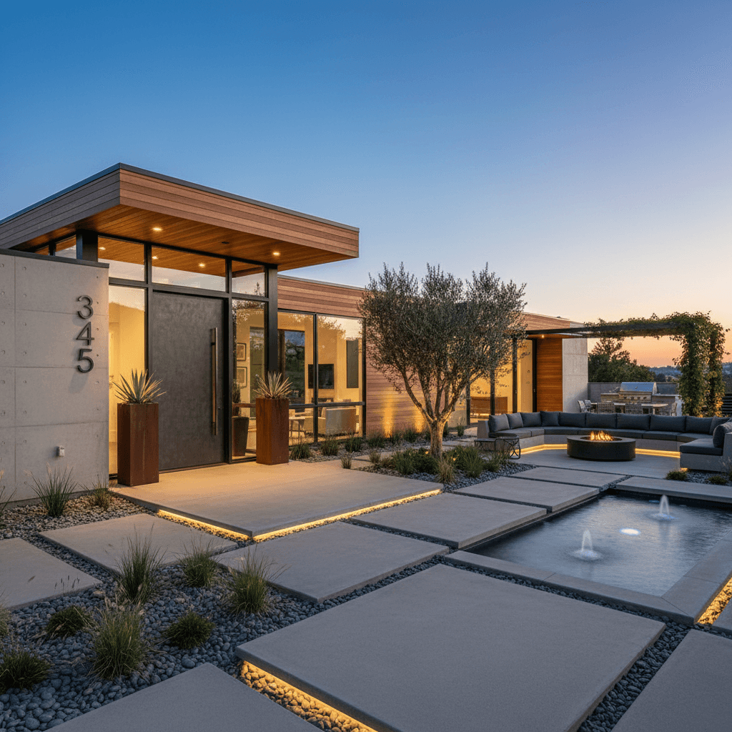 Home exterior with professional landscaping and design